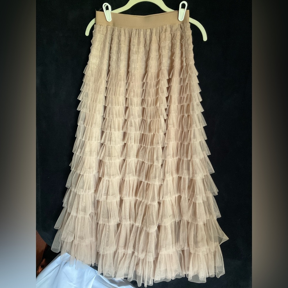 Elegant Muted PINK Layered Skirt, size LARGE